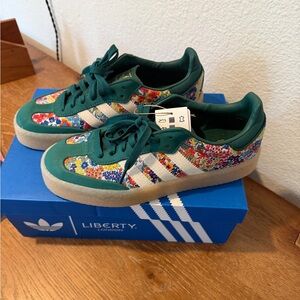 Adidas x Liberty London Green Floral Sambae Sneakerd NWT 9.5 Women’s